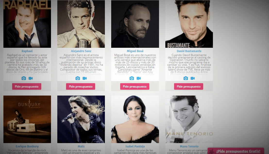 contratar cantantes famosos