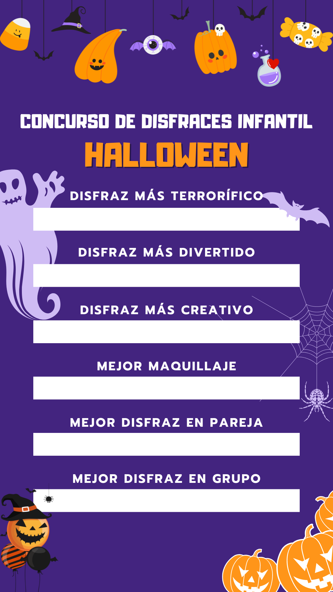 Plantillas para organizar un concurso de disfraces infantil en halloween
