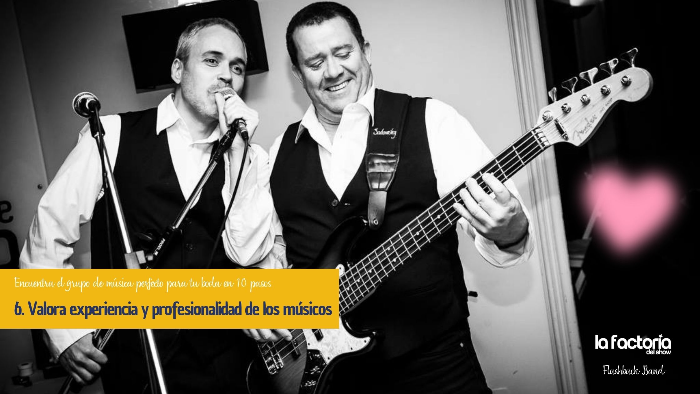 Flashback band es una banda de versiones de Madrid de  las mejor valoradas para bodas y eventos. Es recomendable valorar la experiencia y profesionalidad de los músicos antes que el precio. 
